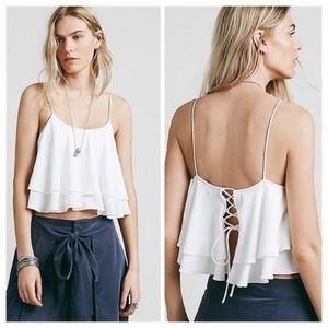 Free People Tropical Wave Corset Tie Crop Top NWOT